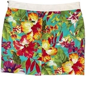 Polo Golf Ralph Lauren Bright Multicolor Floral Print White Waistband Skort 6